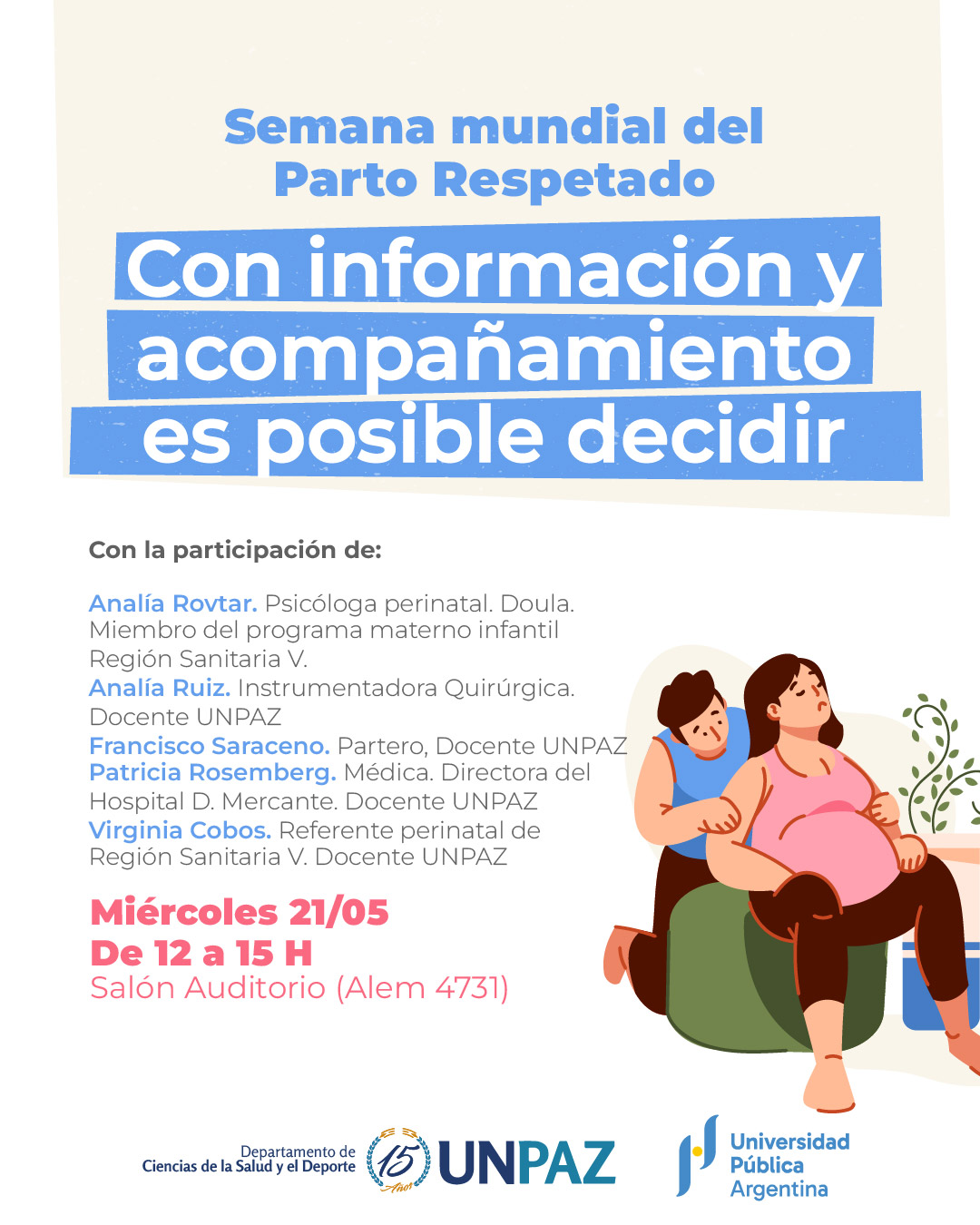 UNPAZ se suma a la Semana Mundial del Parto Respetado con un conversatorio interdisciplinario