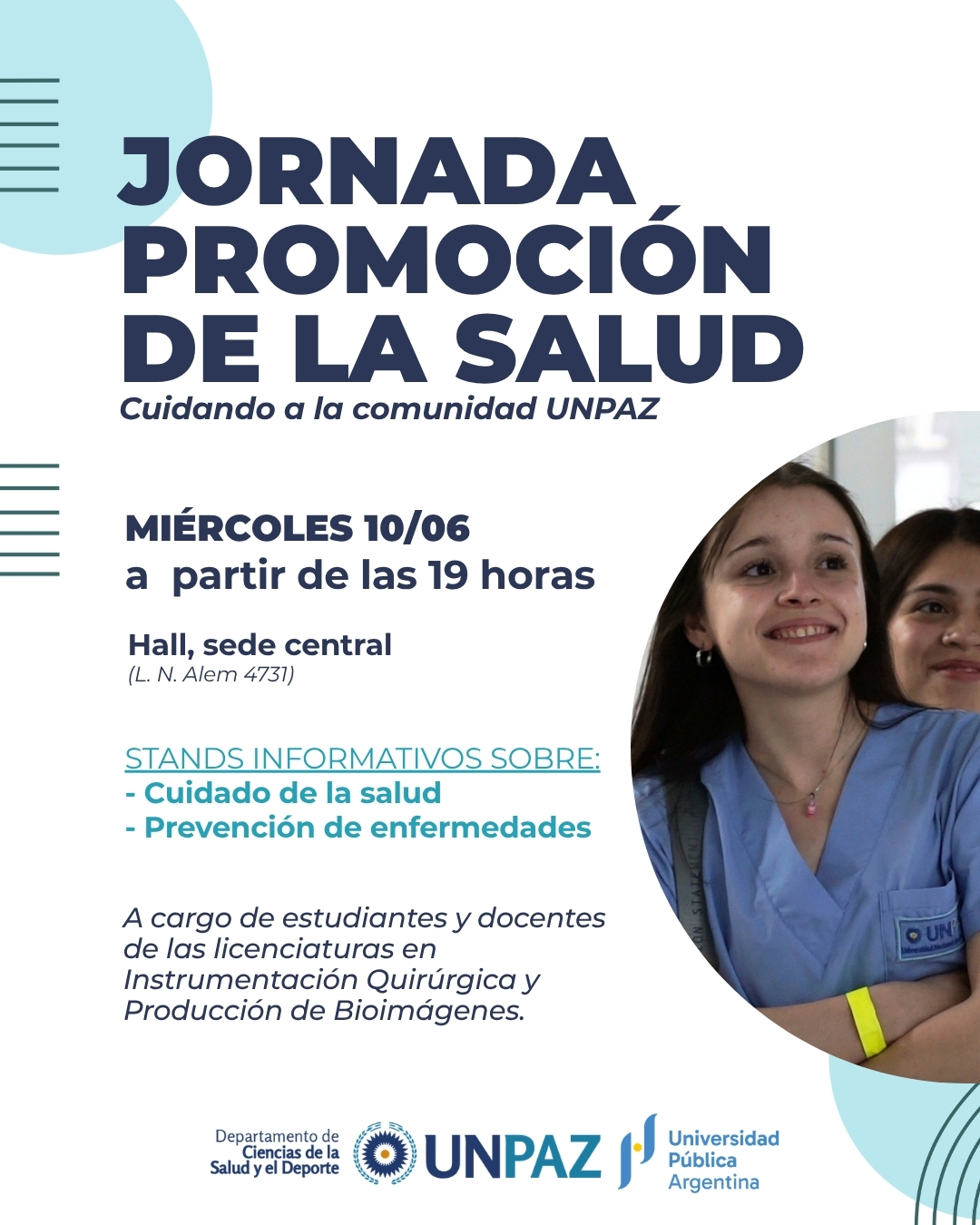 JORNADA DE PROMOCIÓN DE LA SALUD “CUIDANDO A LA COMUNIDAD UNPAZ”