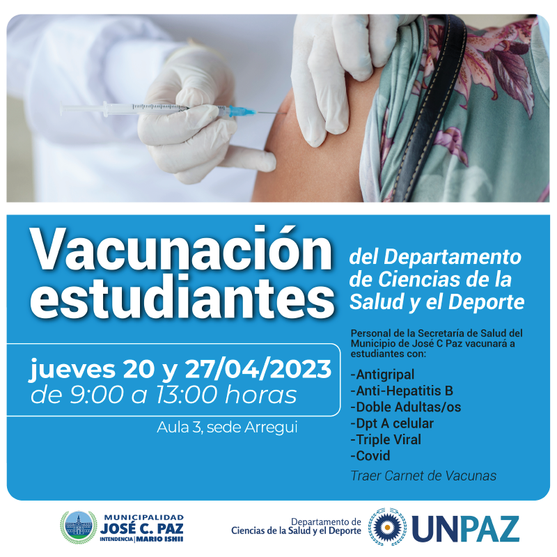 Vacunación estudiantes del Departamento de Ciencias de la Salud y el Deporte