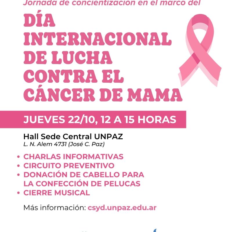 UNPAZ realizará una jornada de concientización y prevención sobre el cáncer de mama
